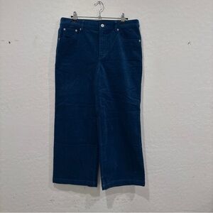 J. Crew Factory Wide Leg Corduroy Pants in Deep Blue Womens 30P Cropped NWT